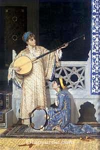 İki Müzisyen Kız  / Osman Hamdi Bey (OHB 011-50x75) (Çerçevesiz)