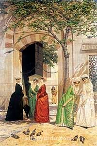 Cami Önünde Kadınlar / Osman Hamdi Bey (OHB 012-60x90) (Çerçevesiz)