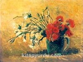 Vazoda Kırmızı ve Beyaz Karanfiller / Vincent Van Gogh (VGV 002-30x40) (Çerçevesiz)