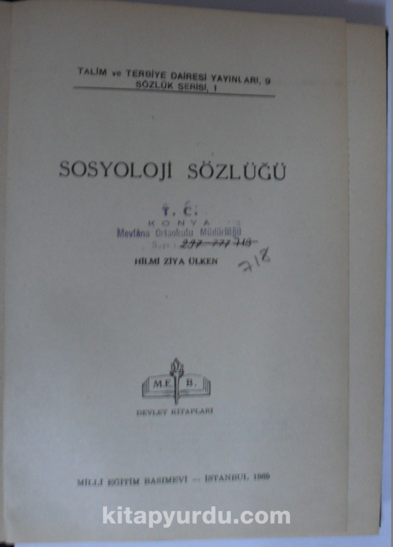 Sosyoloji Sözlüğü Kod:12-B-26