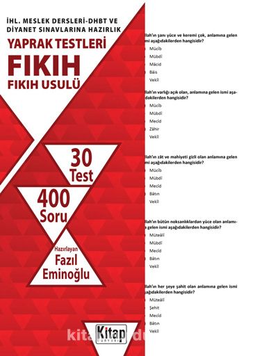 İHL. Meslek Dersleri-DHBT ve Diyanet Sınavlarına Hazırlık Yaprak Testleri Fıkıh-Fıkıh Usulü