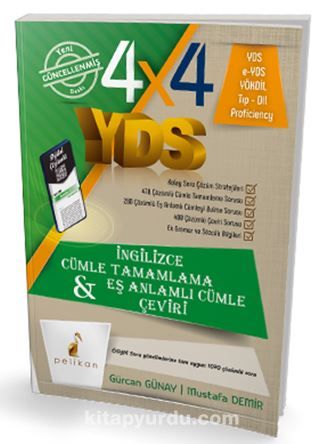 4x4 YDS Seti 1. Kitap Cümle Tamamlama, Çeviri ve Eş Anlamlı Cümle