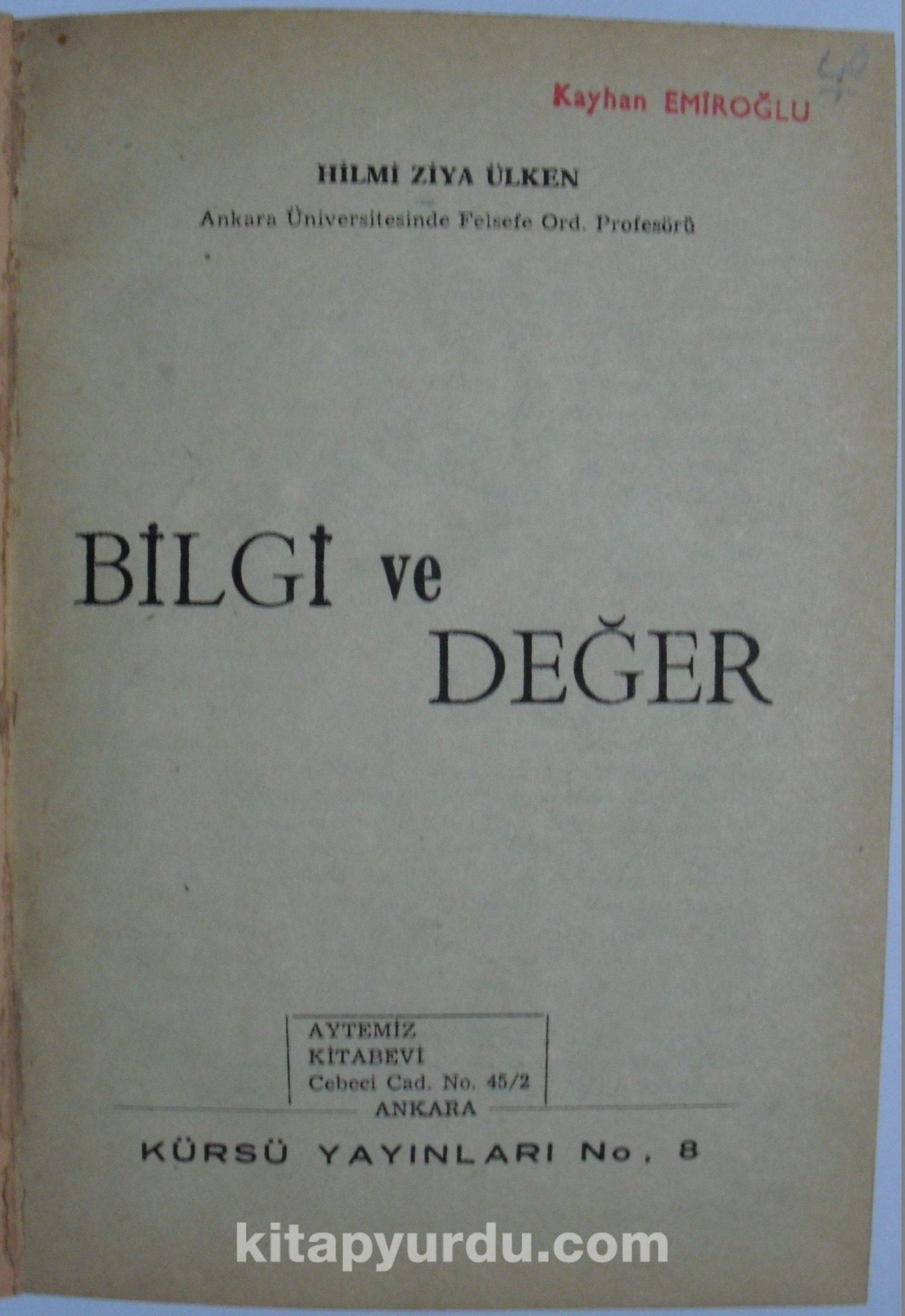 Bilgi ve Değer (1-G-60)