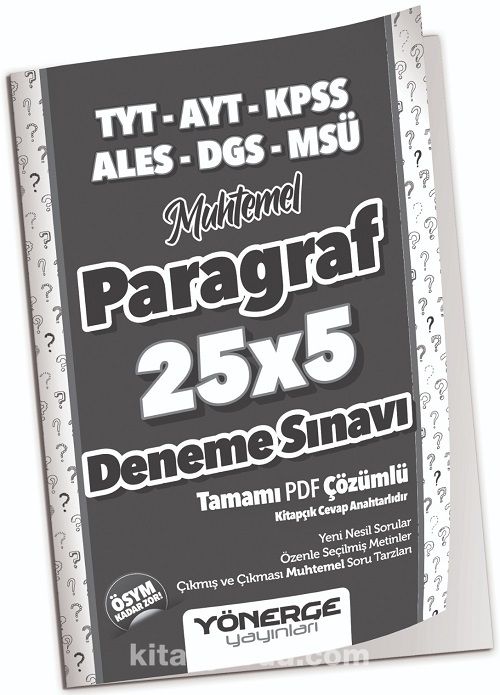 YKS TYT AYT KPSS ALES DGS MSÜ Muhtemel Paragraf 25x5 Deneme Çözümlü