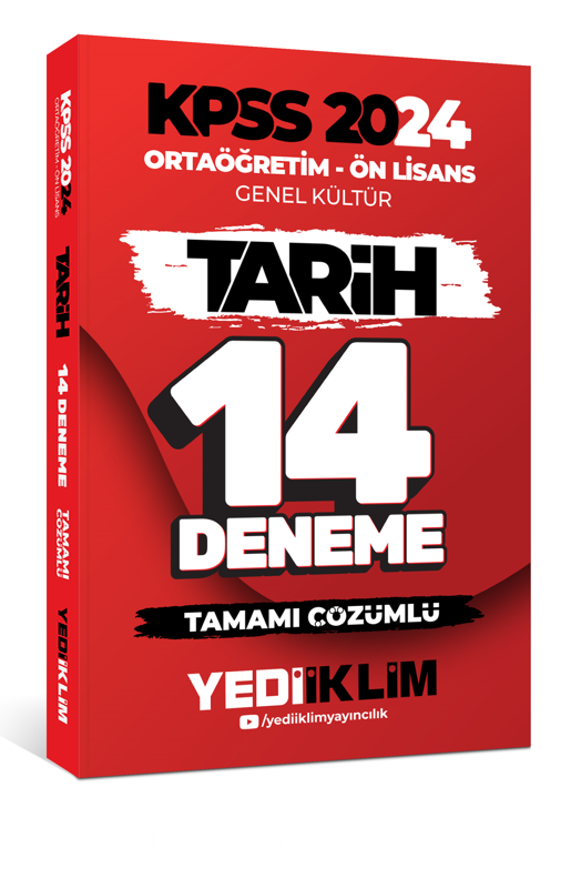 2024 KPSS Ortaöğretim - Ön Lisans Genel Kültür Tarih 14 Deneme Tamamı Çözümlü