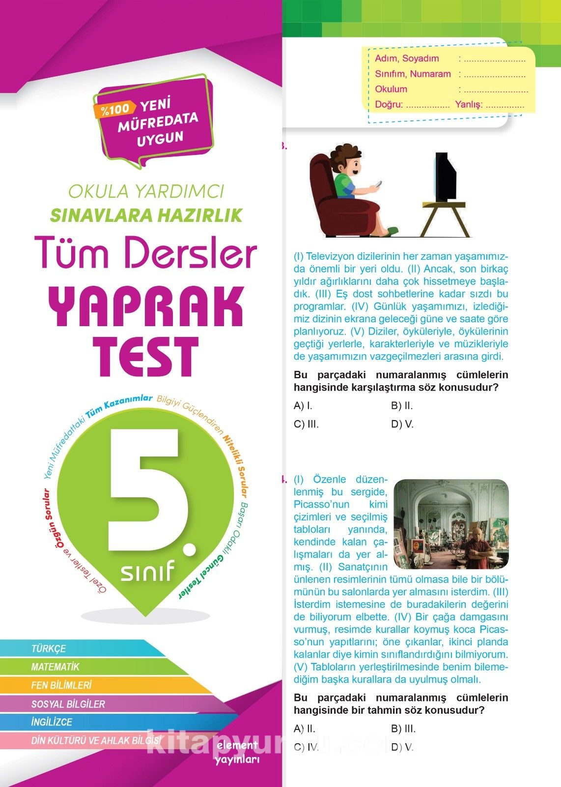 5. Sınıf Tüm Dersler Yaprak Test