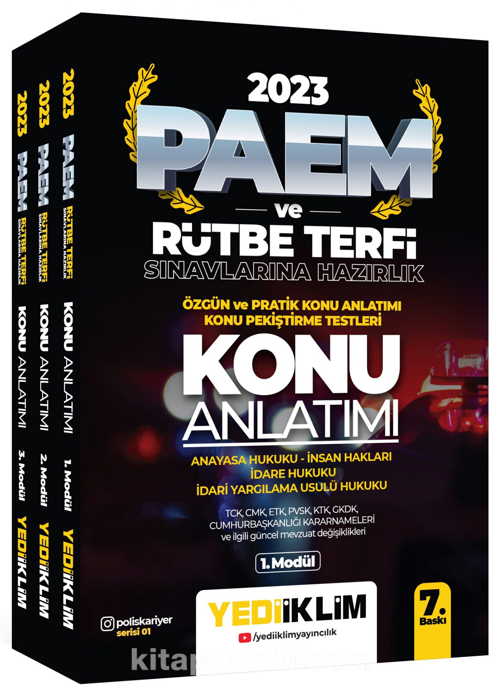 2023 PAEM ve Rütbe Terfi Sınavlarına Hazırlık Anayasa Hukuku-İnsan Hakları İdare Hukuku İdari Yargılama Usulü Hukuku Konu Anlatımı (3 Kitap)